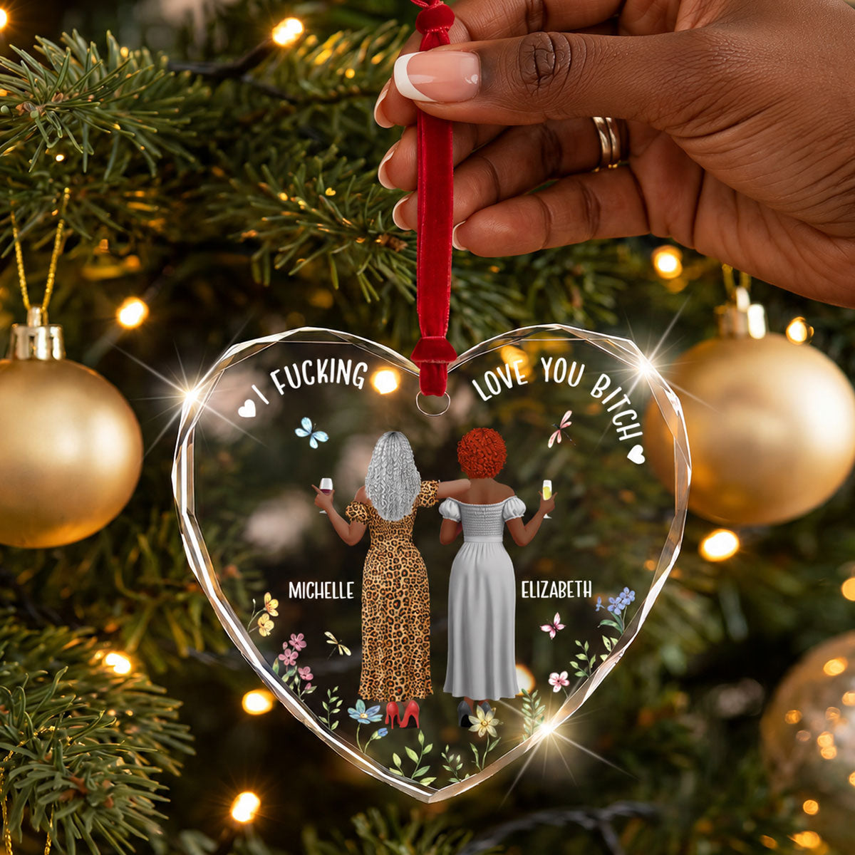 It Takes A Long Time To Grow Old Friends - Personalized Heart Shaped Glass Ornament