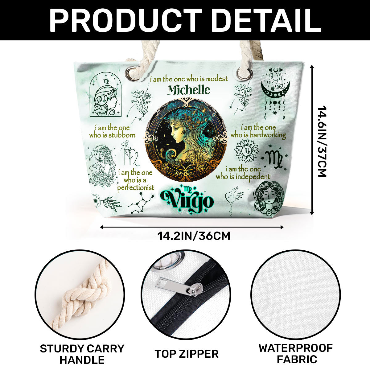 12 Zodiac Signs - Personalized Beach Bag