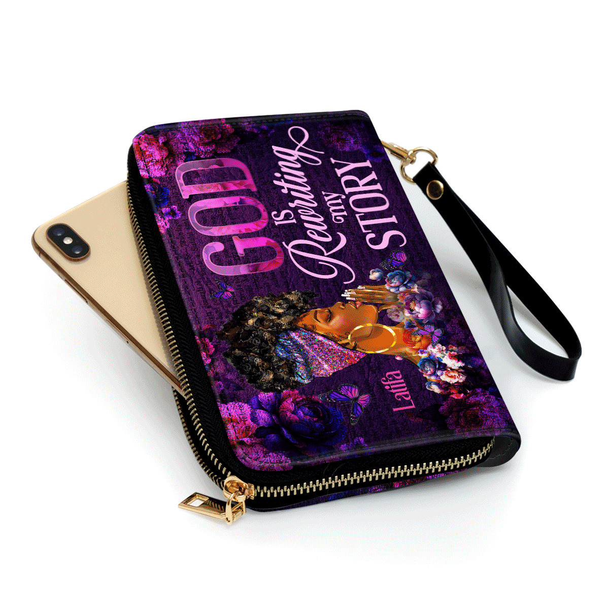 God Is Rewriting My Story - Personalized Leather Clutch Purse