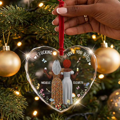 It Takes A Long Time To Grow Old Friends - Personalized Heart Shaped Glass Ornament