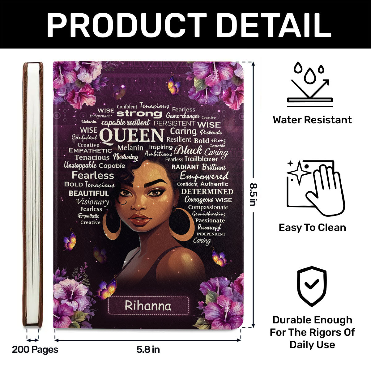 Black Queen - Personalized Leather Cover Notebook