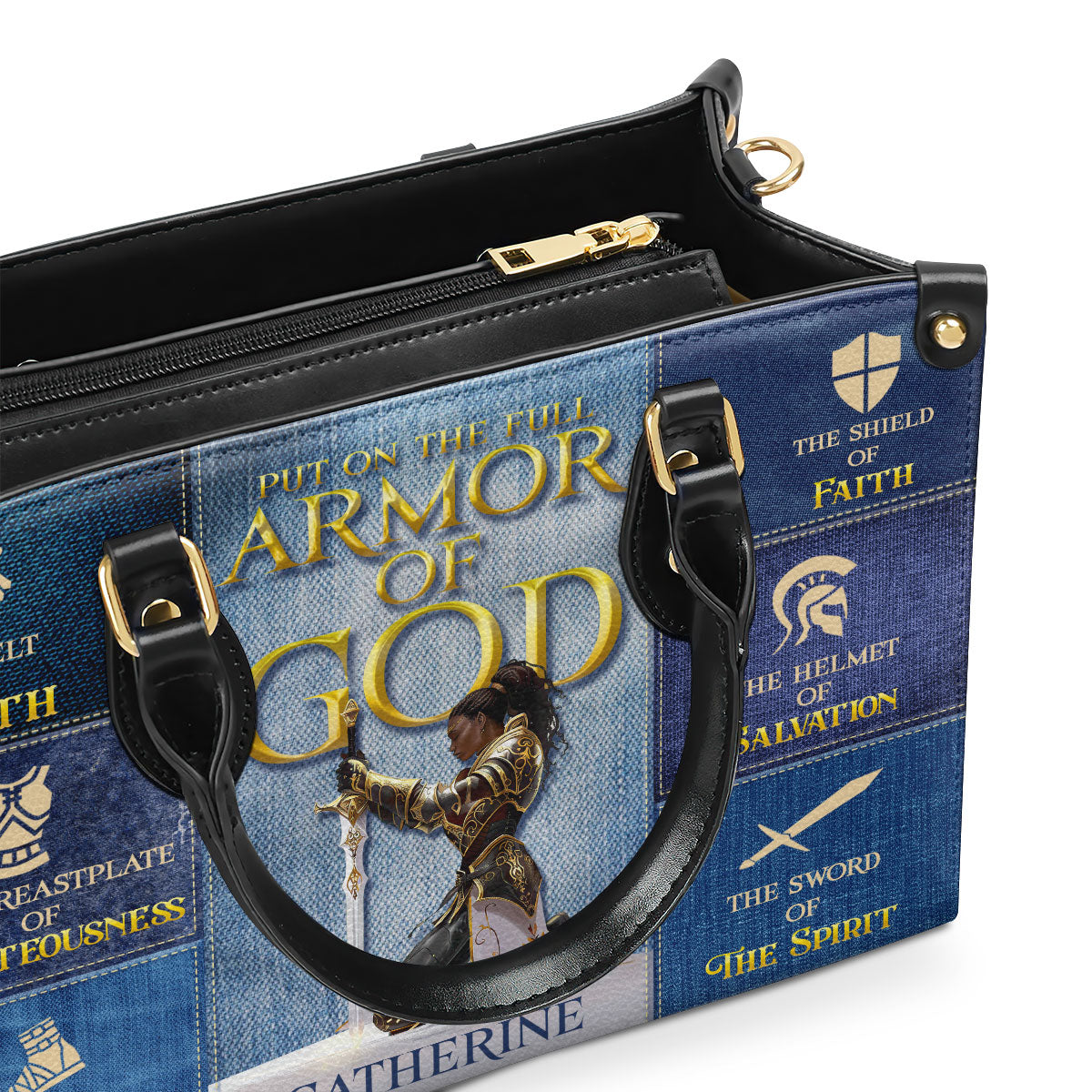 Put On The Full Armor Of God - Personalized Leather Handbag SBLHBHA49