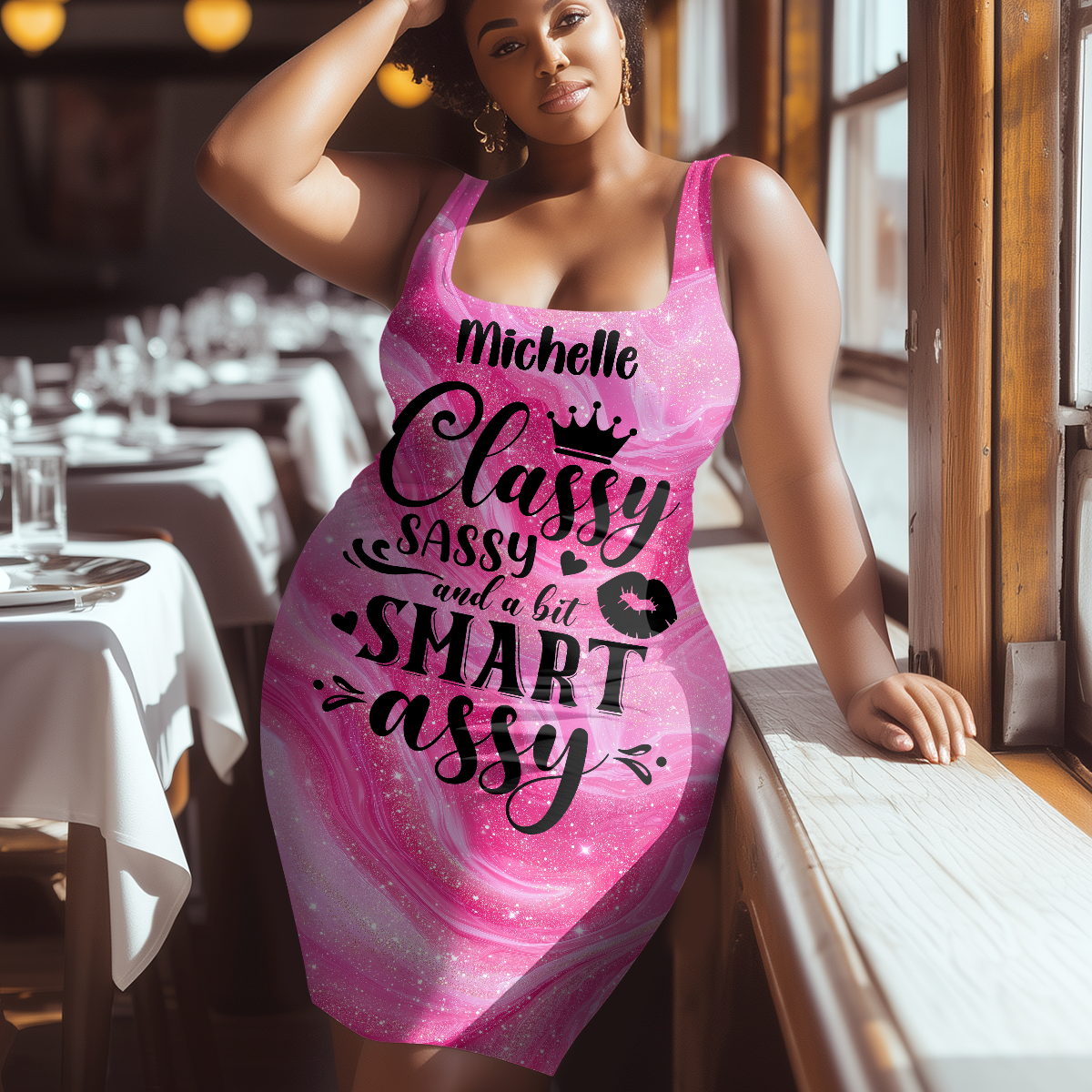 Sassy Classy And A Bit Bad Assy - Personalized Bodycon Tank Dress