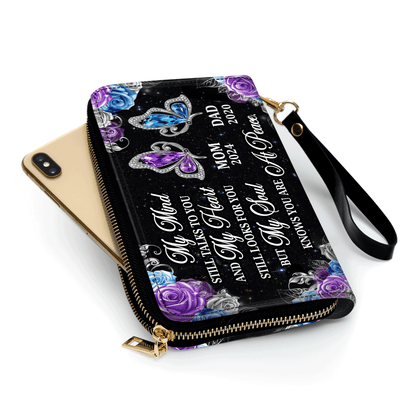 My Mind Still Talks To You - Personalized Leather Clutch Purse