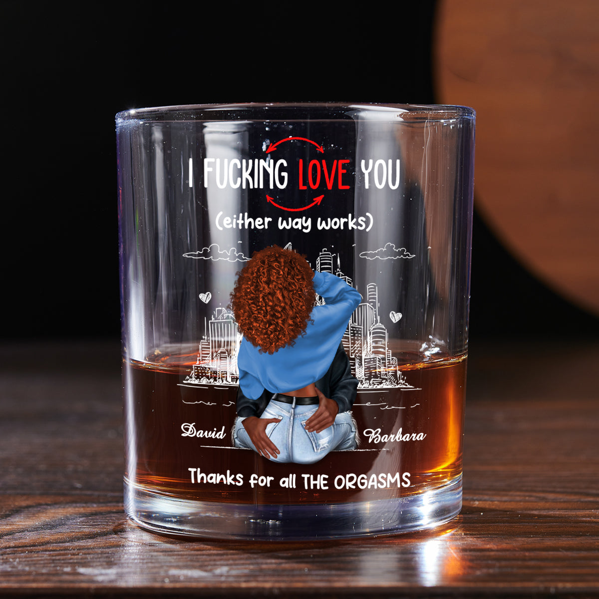 Thanks For All The Orgasms - Personalized Round Whiskey Glass