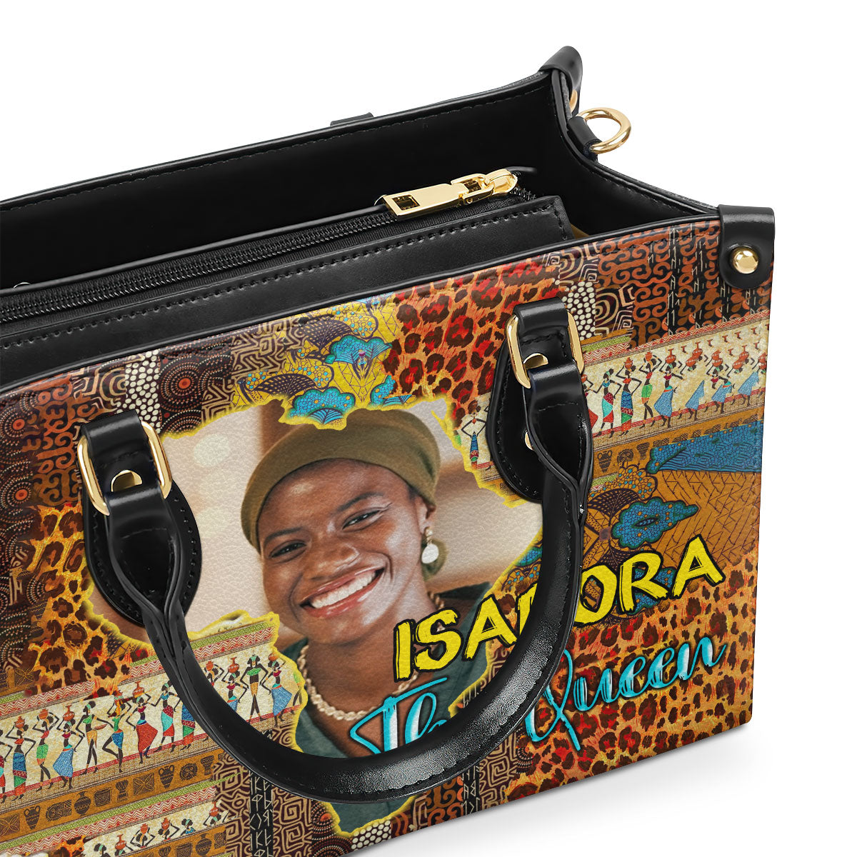 Africa Map Pattern - Personalized Leather Handbag SBLHBLN1101L