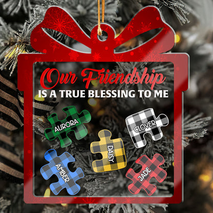 Our Friendship Is A True Blessing To Me - Personalized 3 Layered Christmas Shaker Ornament