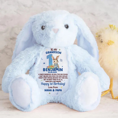 Happy First Birthday - Personalized Stuffed Bunny