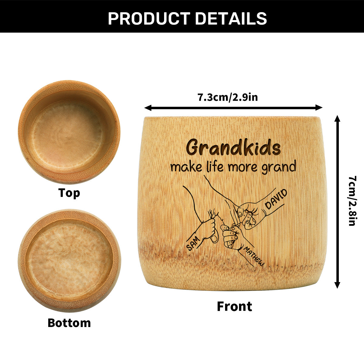 Grandkids Make Life More Grand - Personalized Bamboo Cup