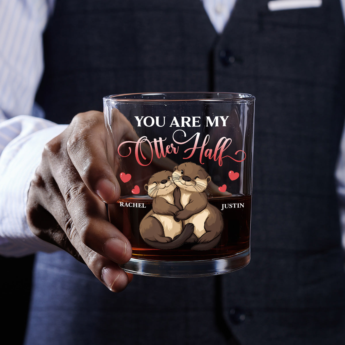 You Are My Otter Half - Personalized Round Whiskey Glass