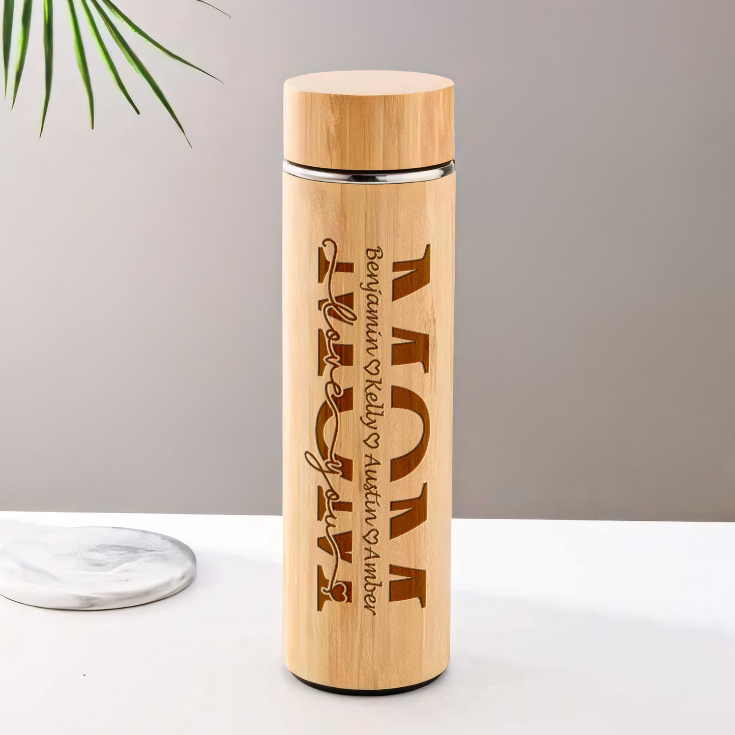 Love You Mom - Personalized Stainless Bamboo Tumbler