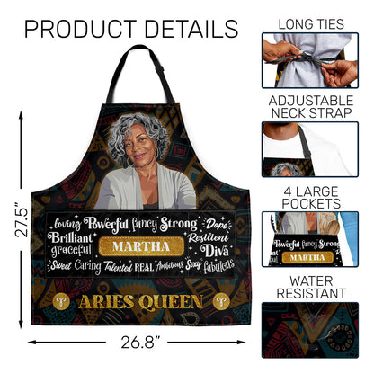 A Zodiac Queen - Personalized Apron With Pocket