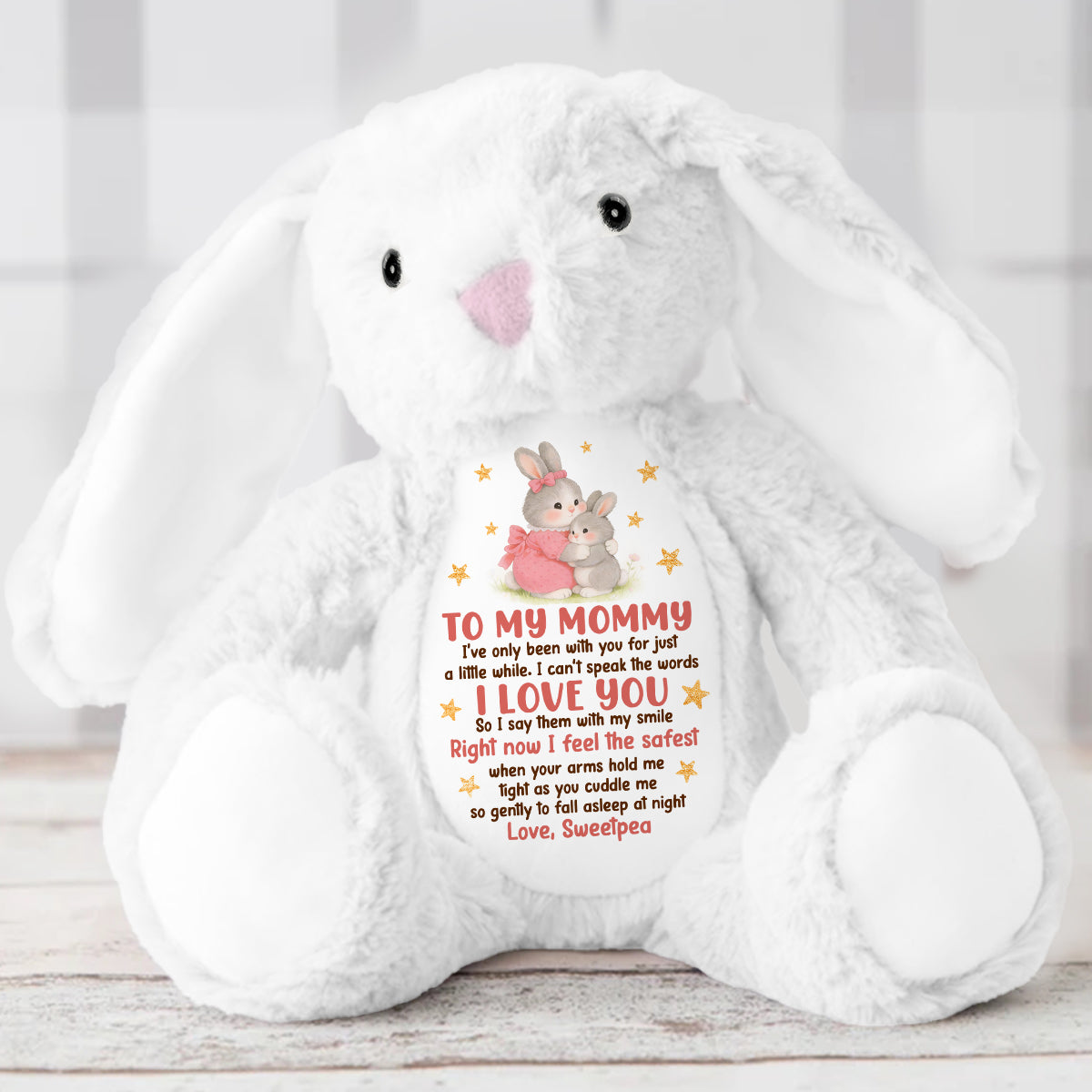 I Feel The Safest When Your Arms Hold Me - Personalized Stuffed Bunny