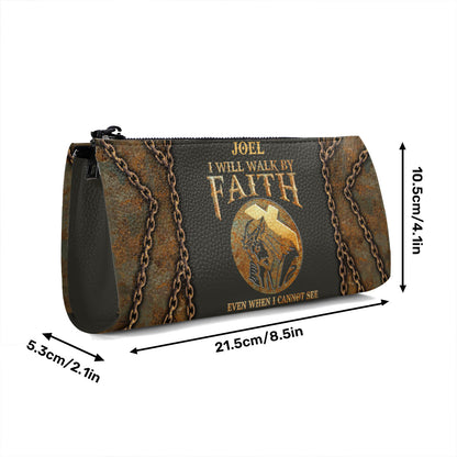 I Will Walk By Faith Even When I Cannot See - Personalized Men Leather Wallet SBMLWN34