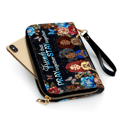 Friends That Pray Together Stay Together - Personalized Leather Clutch Purse