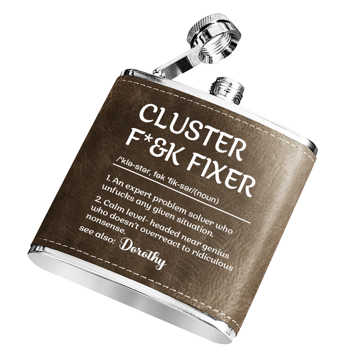 Cluster Fixer - Personalized Leather Flask