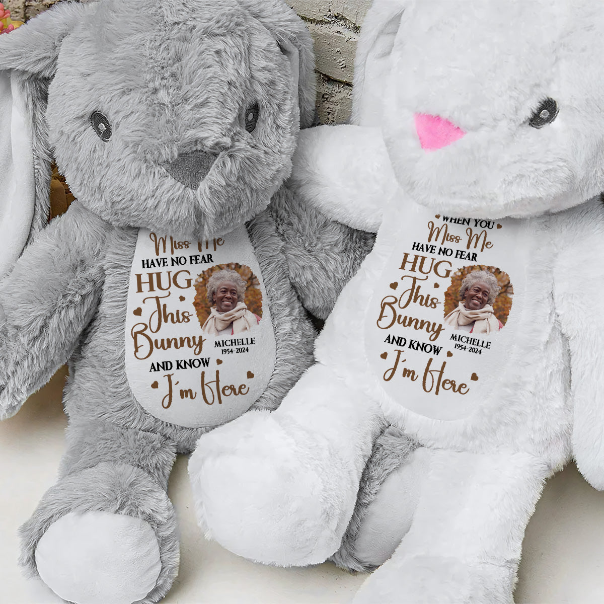 Hug This Bunny And Know I'm Here - Personalized Stuffed Bunny