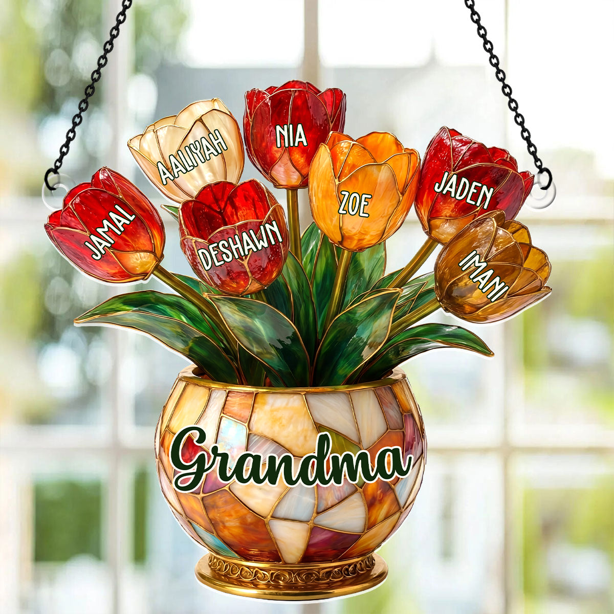 Grandma’s Blooming Love - Personalized Acrylic Suncatcher