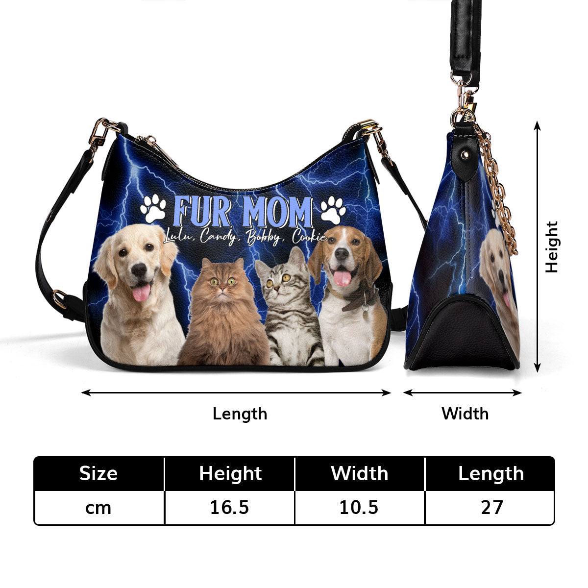 Dog Mom Cat Mom Fur Mama - Personalized Chain Shoulder Bag SBCSBLN816T