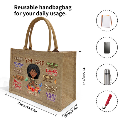 You Are - Personalized Jute Tote Bag