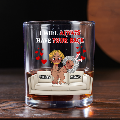 I Promise To Always Be By Your Side - Personalized Round Whiskey Glass