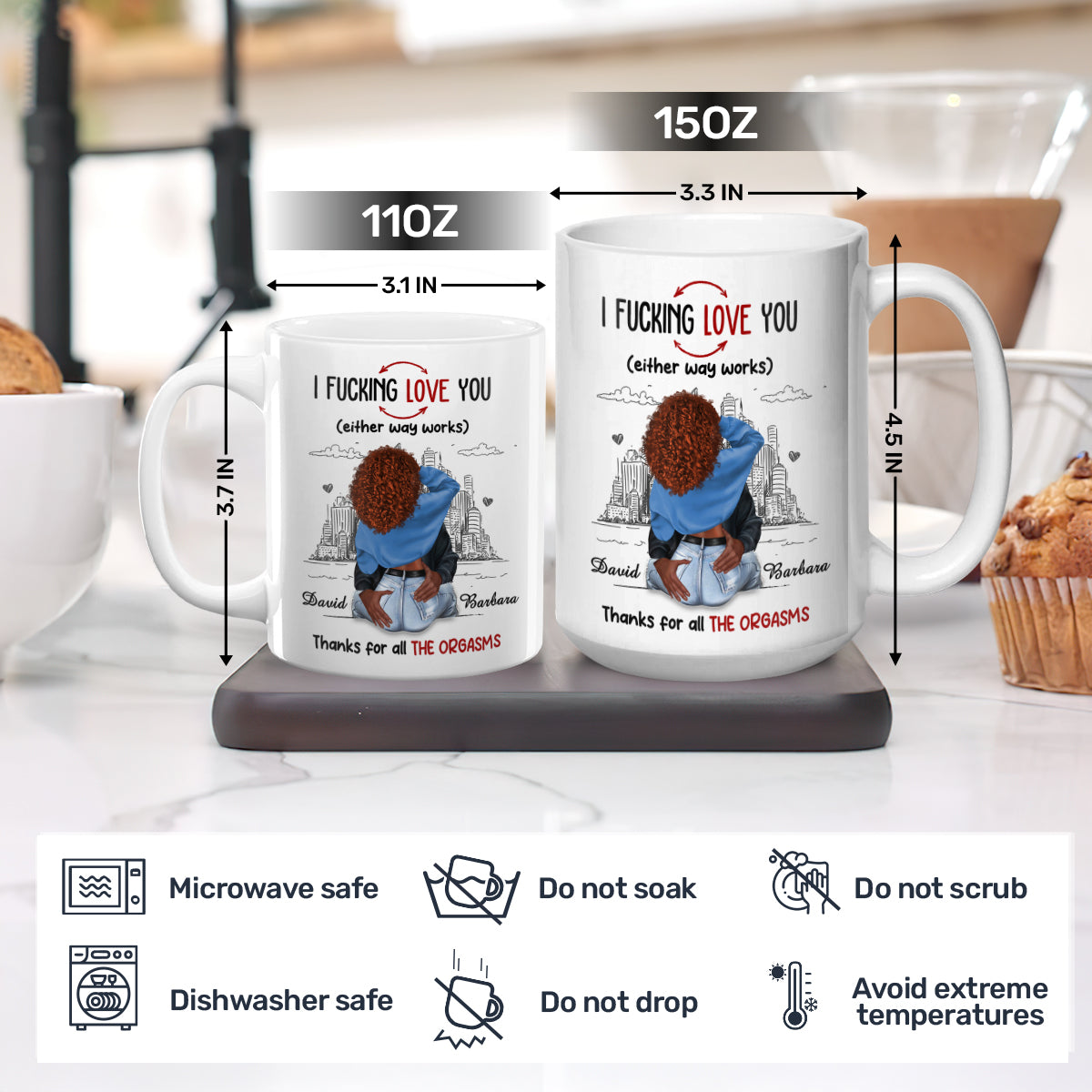 Thanks For All The Orgasms - Personalized Ceramic Coffee Mug