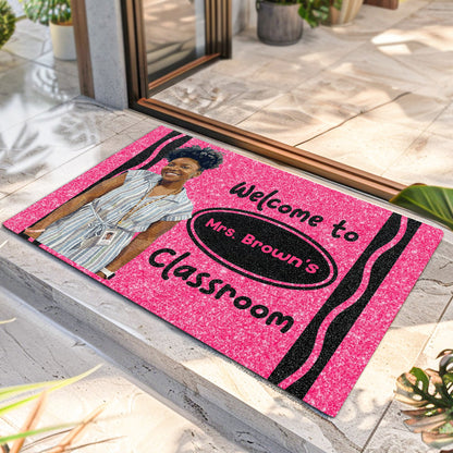 Welcome To My Classroom Crayon Color - Personalized Doormat