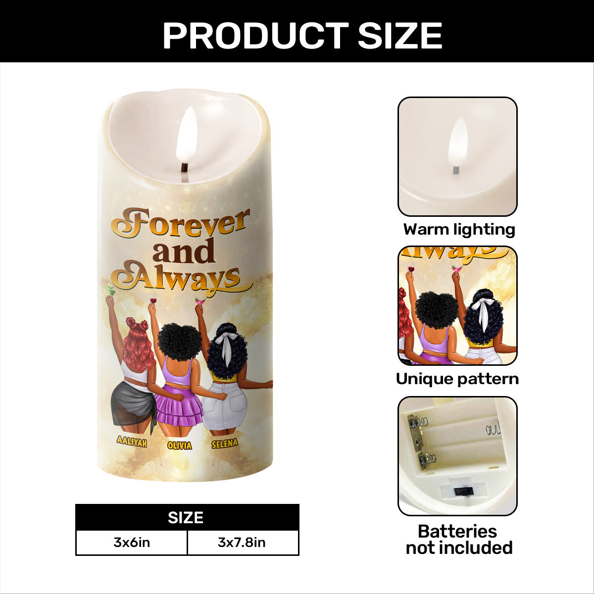 Forever And Always - Personalized Flameless LED Candle