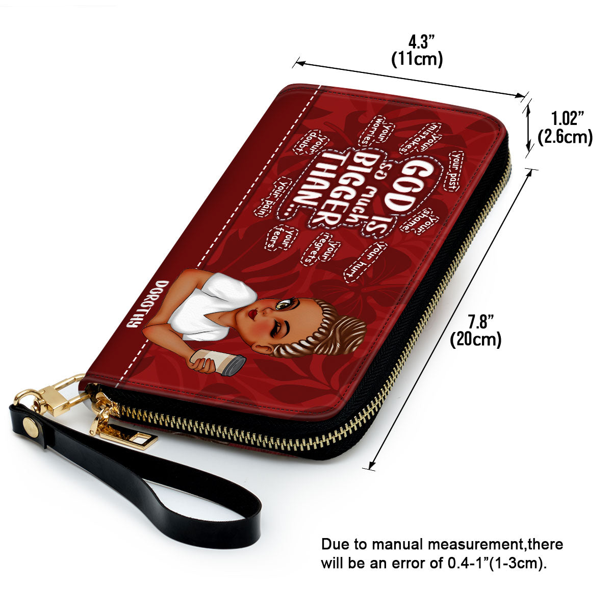 God Is So Much Bigger Than - Personalized Leather Clutch Purse SBCPLN1285D