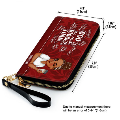 God Is So Much Bigger Than - Personalized Leather Clutch Purse SBCPLN1285D