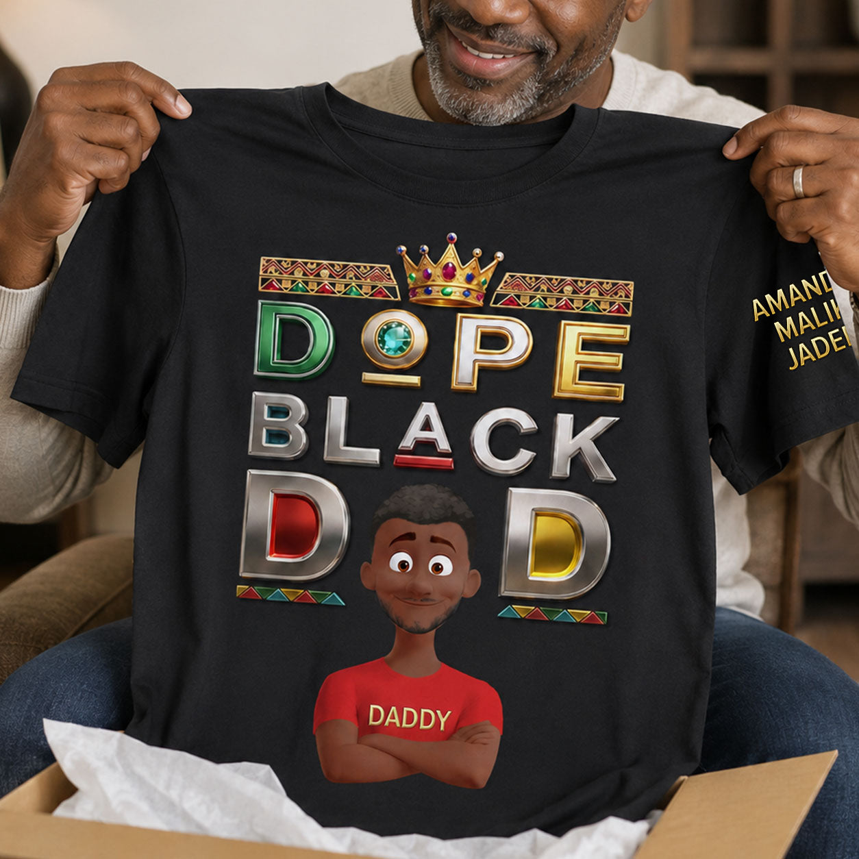 Dope Black Dad - Personalized All-Over-Print T-Shirt