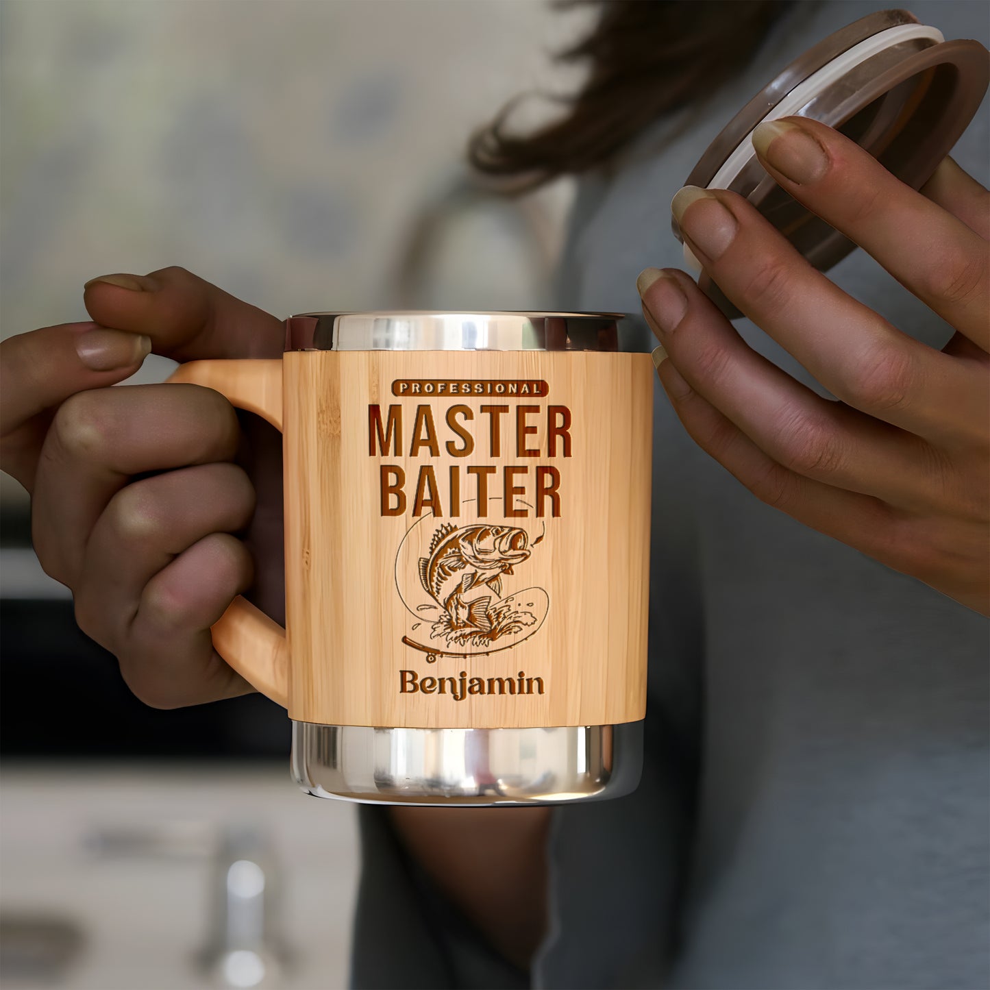 Professional Master Baiter - Personalized Stainless Bamboo Mug