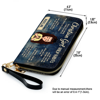 Christian Girl Holy Habits - Personalized Leather Clutch Purse SBCPMN1834L