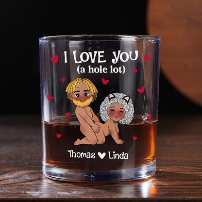 I Love You - Personalized Round Whiskey Glass