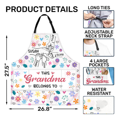 Grandma Holding Hands With Colorful Flowers - Personalized Apron With Packet