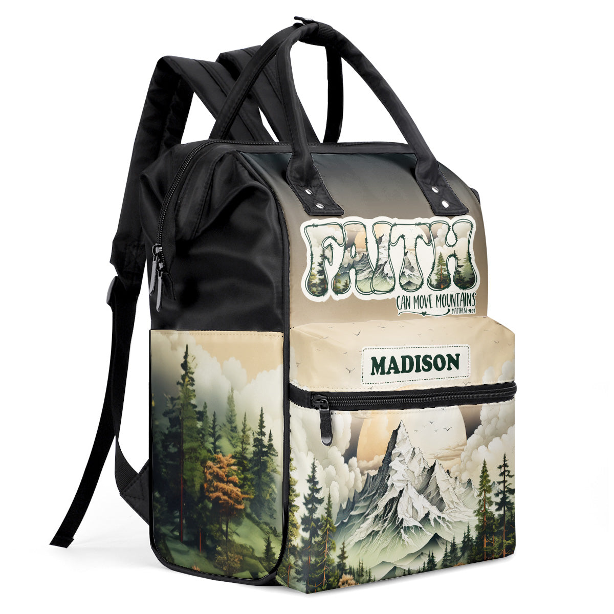 Faith Can Move Mountains - Personalized Duckbilled Backpack SBDBPLTN1457M