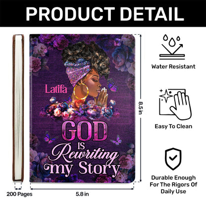 God Is Rewriting My Story - Personalized Leather Cover Notebook