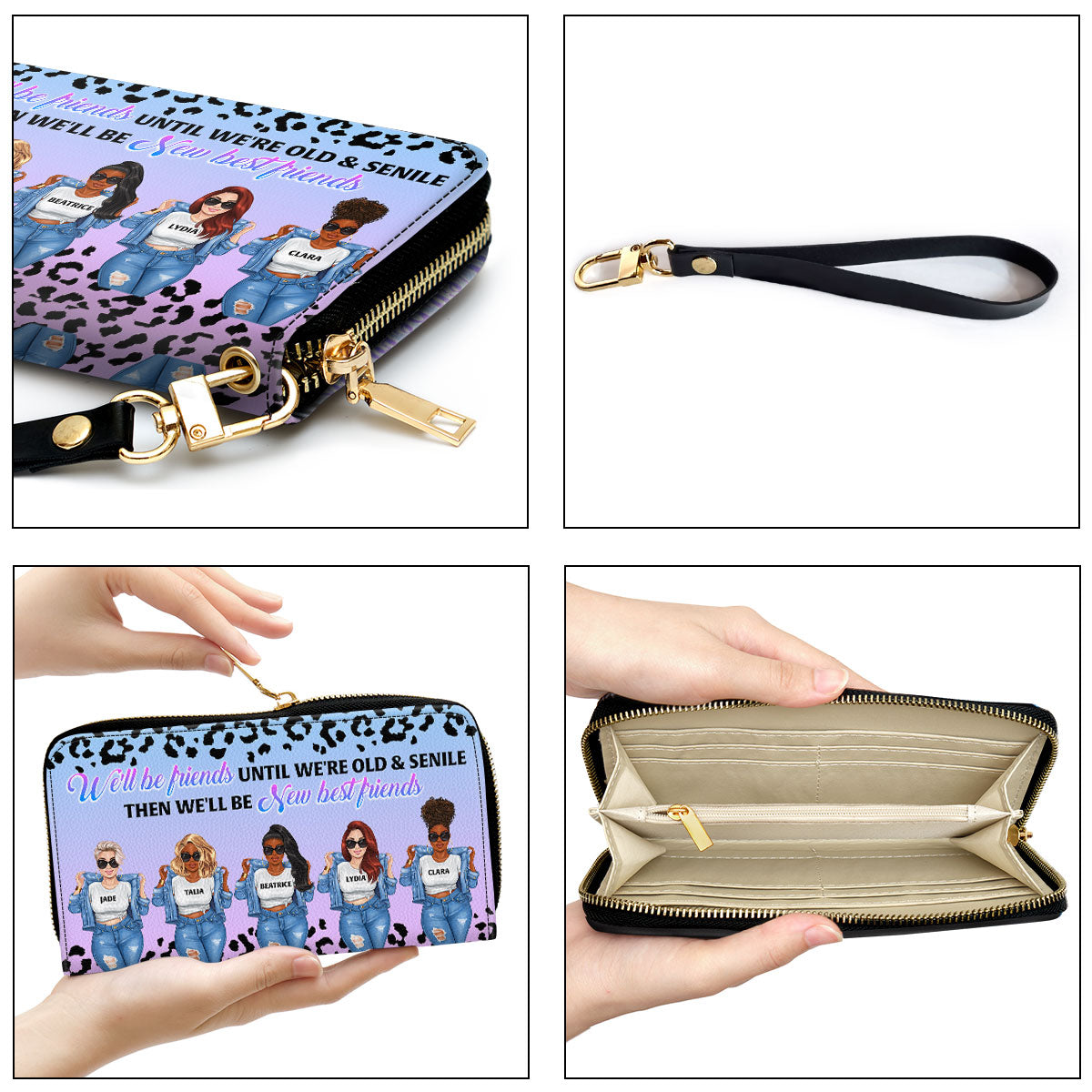 We Will Be New Best Friends - Personalized Leather Clutch Purse