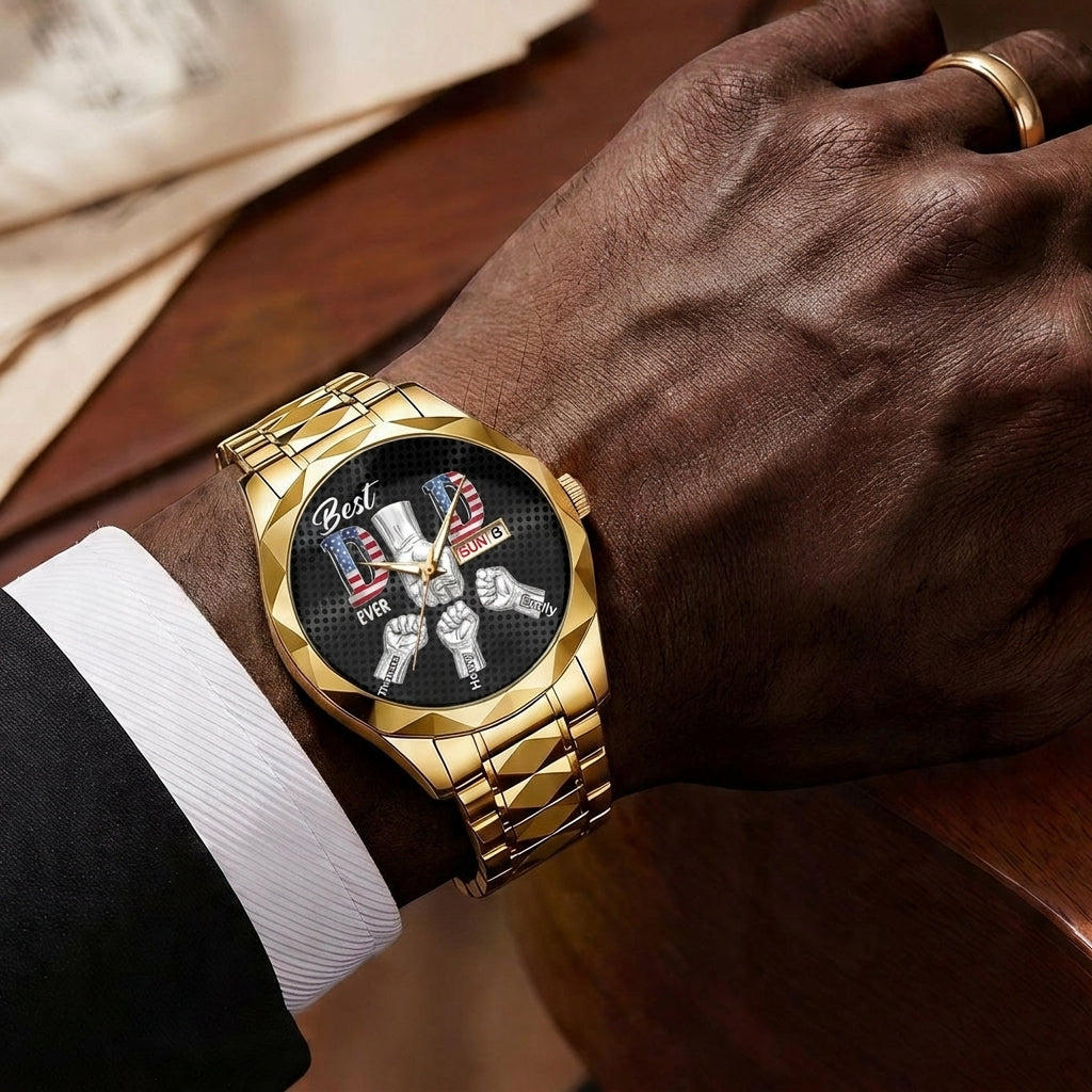 Best Dad Ever - Personalized Men's Wrist Watch