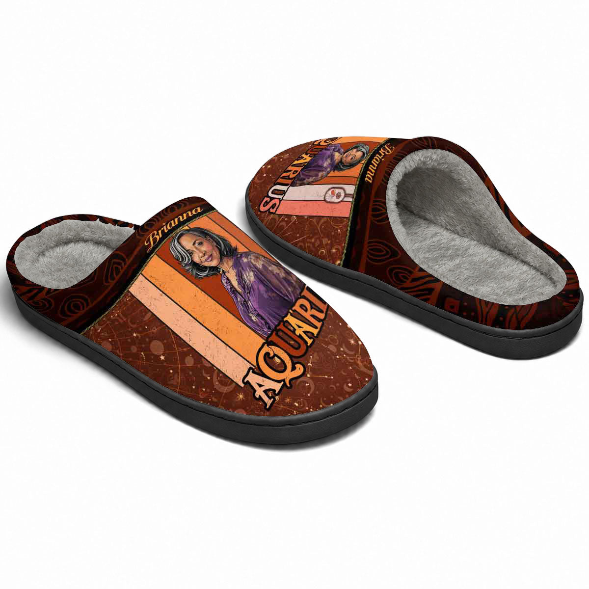 Custom Photo Horoscope - Personalized Flat Warm Slippers