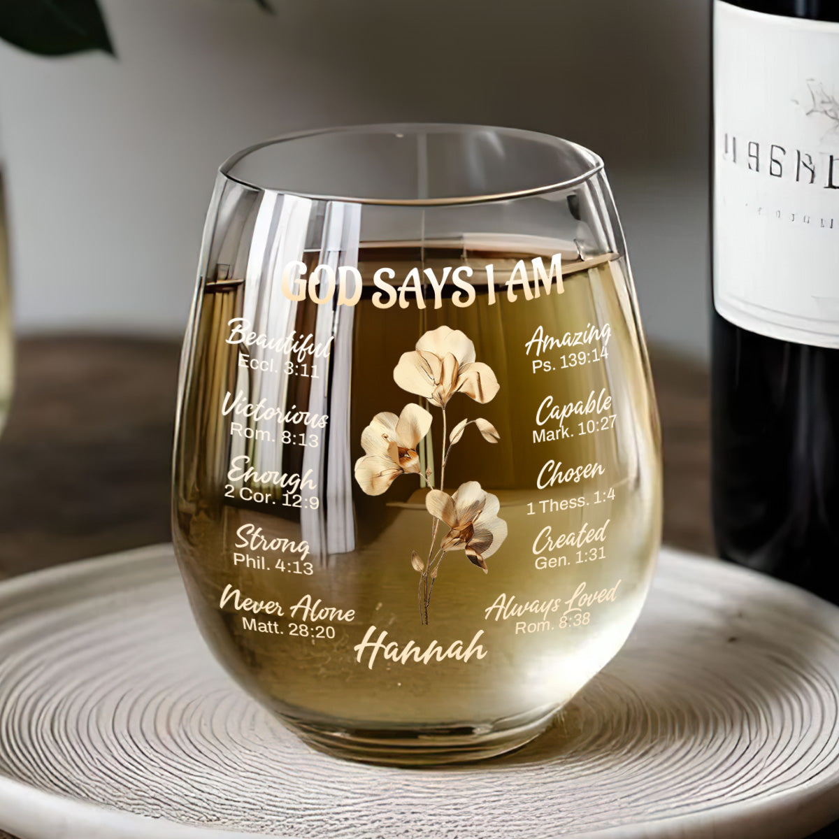 God Says You Are - Personalized Stemless Wine Glass