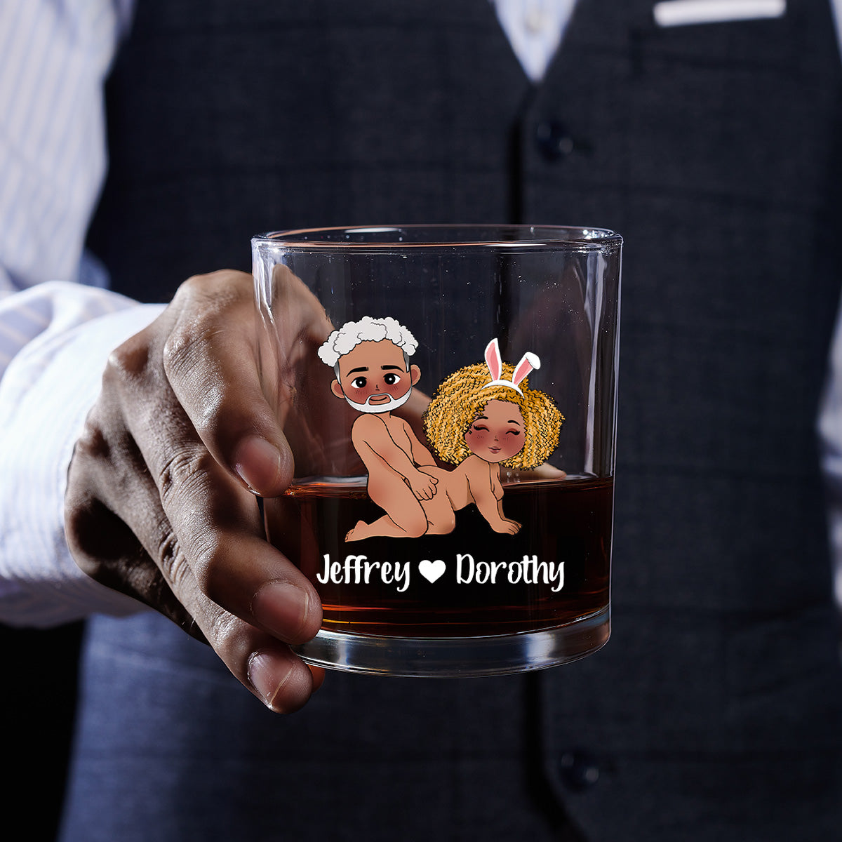 Life Is Better With Doggy - Personalized Round Whiskey Glass