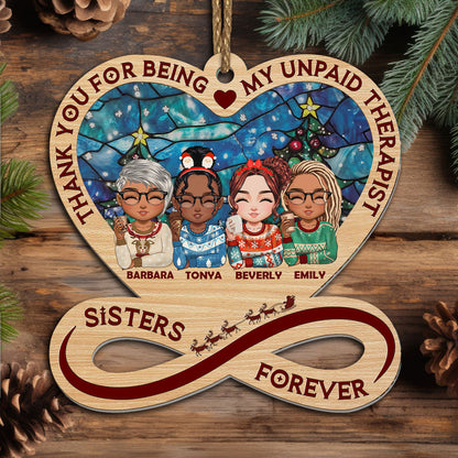 Not Sisters By Blood But Sisters By Heart - Personalized Suncatcher Ornament