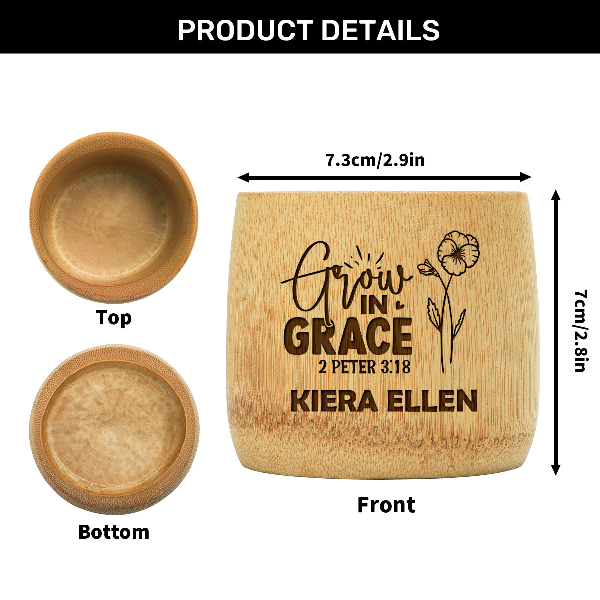 Grow In Grace - Personalized Bamboo Cup