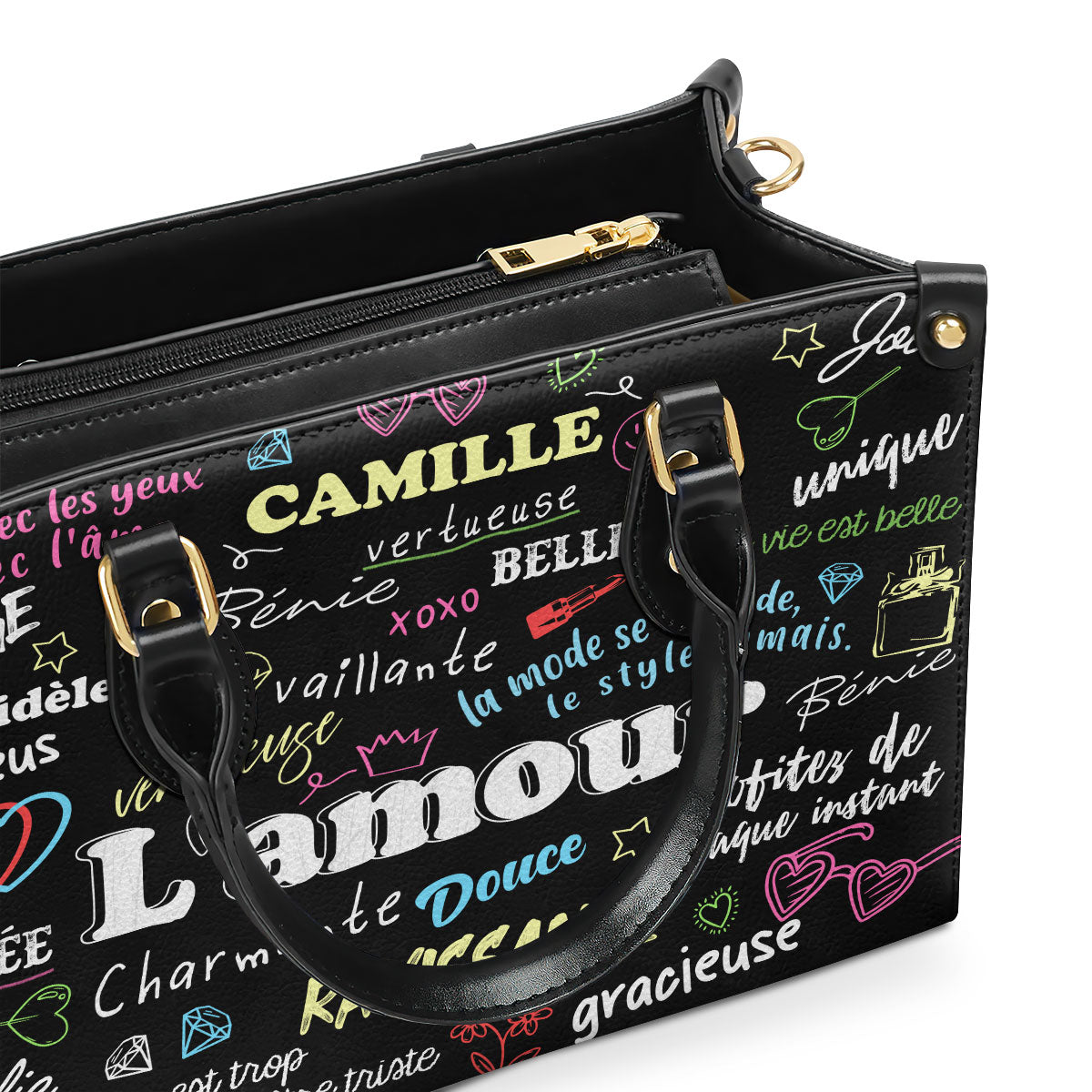 La Vie Est Belle - Personalized Leather Hand Bag SBLHBHA25