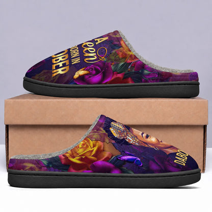 Custom Photo A Beautiful Queen - Personalized Flat Warm Slippers