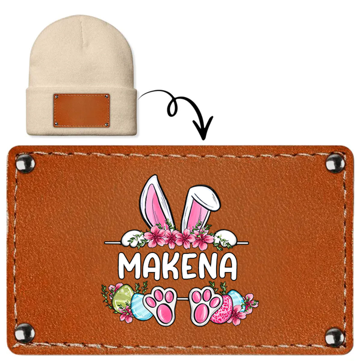 Bunny - Personalized Leather Knitted Beanie SBLKBLM2220M