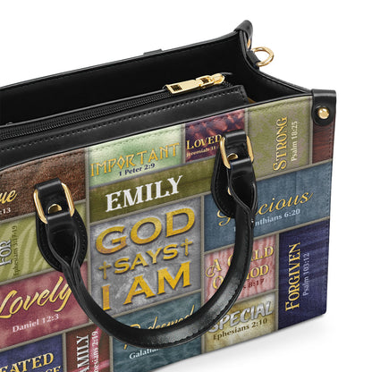 God Says I Am - Personalized Leather Handbag SBLHBPHA773M