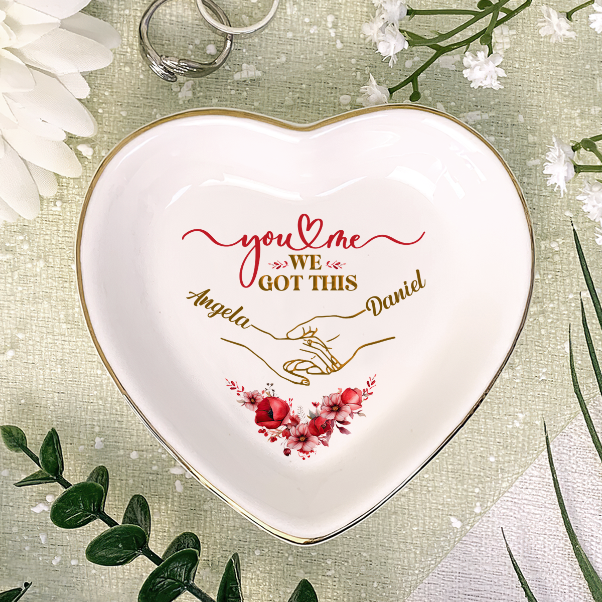 You And Me We Got This - Personalized Heart Shaped Jewelry Dish