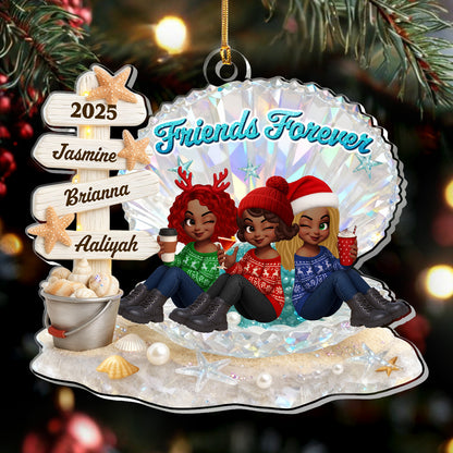 Besties And Sisters Forever - Personalized 1-Layer Acrylic Ornament